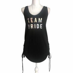 Xhilaration Medium TEAM BRIDE Black Swim Coverup Silver Cinched Tie Sides #4177